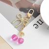 Cute Cherry Keychain With Pearl And Heart Charm Resin Fruit Pendant Bag Accessory For Women Girls
