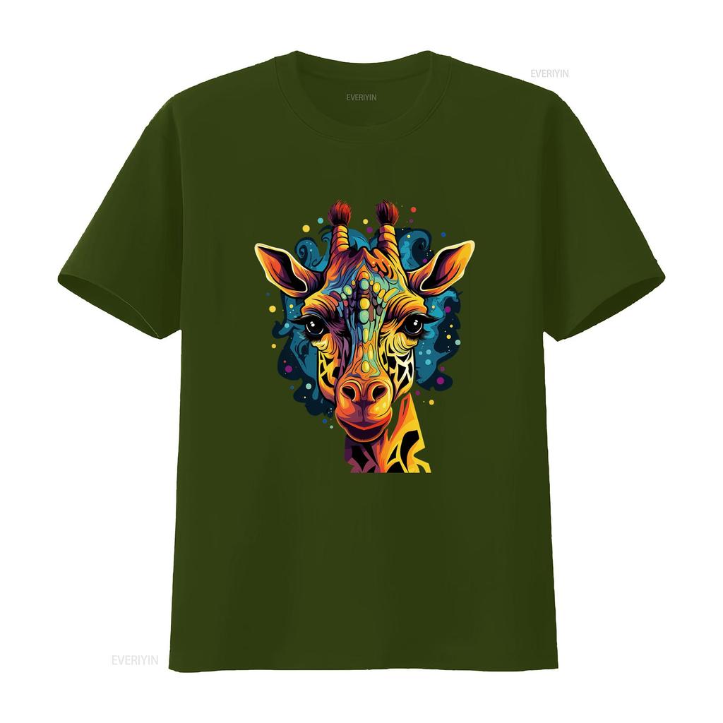 Cartoon Giraffe Cool Unisex S T Shirt For Party Or Birthday Black Vintage Washed Designer Clothes Versatile Streetwear