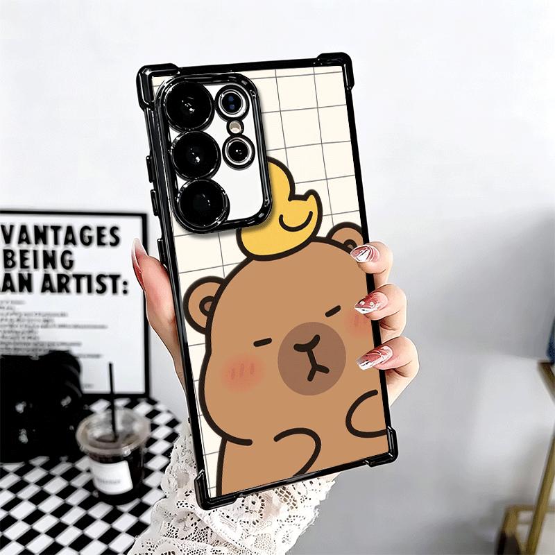 Funny Capybara Cartoon Cute Plating Phone Case For Samsung Galaxy S24 S25 FE S26 Edge S23 Ultra S22 S21 Plus S20 Anti-Fall Airab