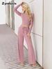 Autumn Casual Fashion Long Sleeve Pants Set Wide Leg Pants