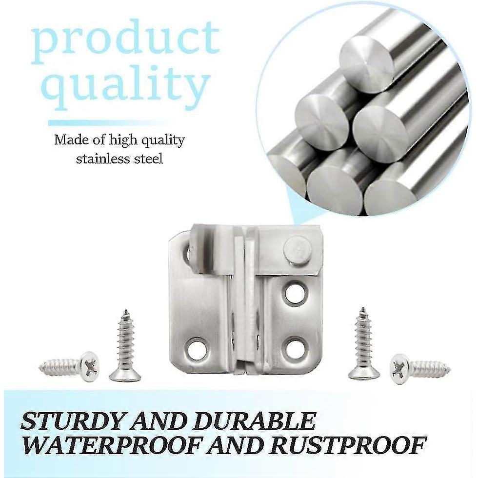 2 Pairs Slide Bolt Gate Latch Stainless Steel Brushed Finish Padlock Anti-theft Hasp With Screws - DD