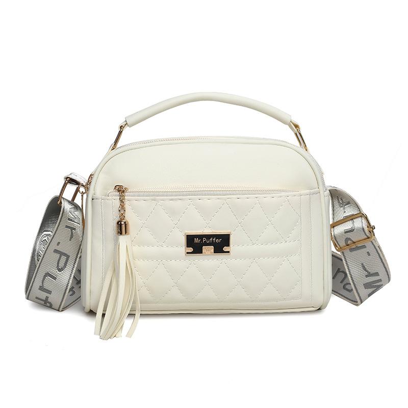 New Soft Leather Fringed Small Bag In Early Autumn, Women's Rhombus Portable Multi-layer Practical Single Shoulder Oblique Span Bag