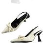 Bow High-heeled Sandals Women's Pointed Head Heightening Elegant Summer Women's Shoes Patent Leather Bag Head Sweet Stiletto High-heeled Sandals