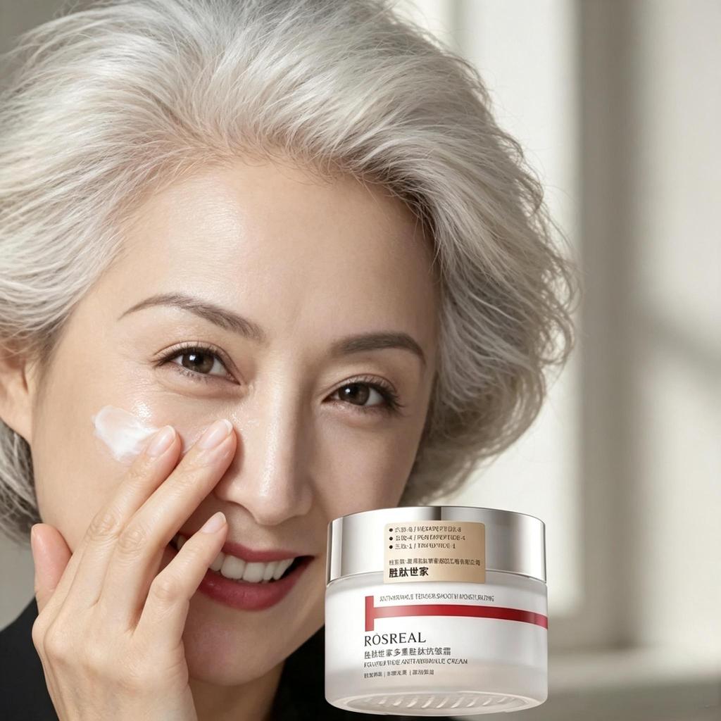 Crema antiarrugas con múltiples péptidos, hidratante y humectante, reafirmante, que atenúa las líneas finas de la piel, crema rejuvenecedora para el rostro de día y de noche