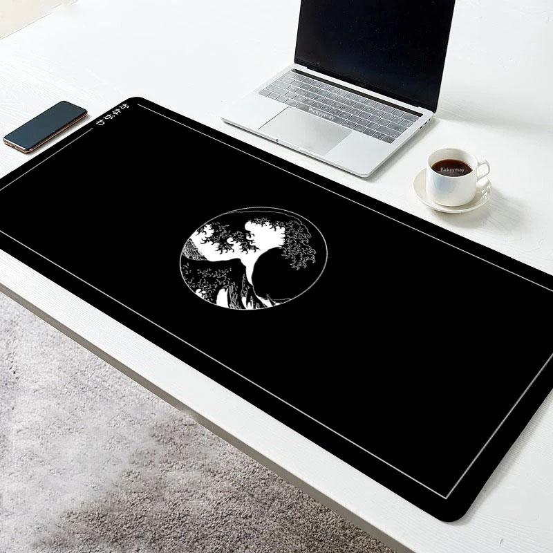 Japanese Great Wave Off Mouse Pad Large Mousepad Keyboards Gamers Deskpad Computer Laptop Keyboard Rubber Stitched Edges Mat