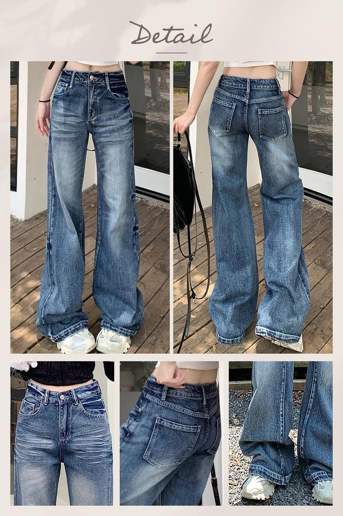 MITOTOMI Women's Wide Leg Bootcut Bell-Bottom Flared Denim Pants (JP, Alphabet, S)