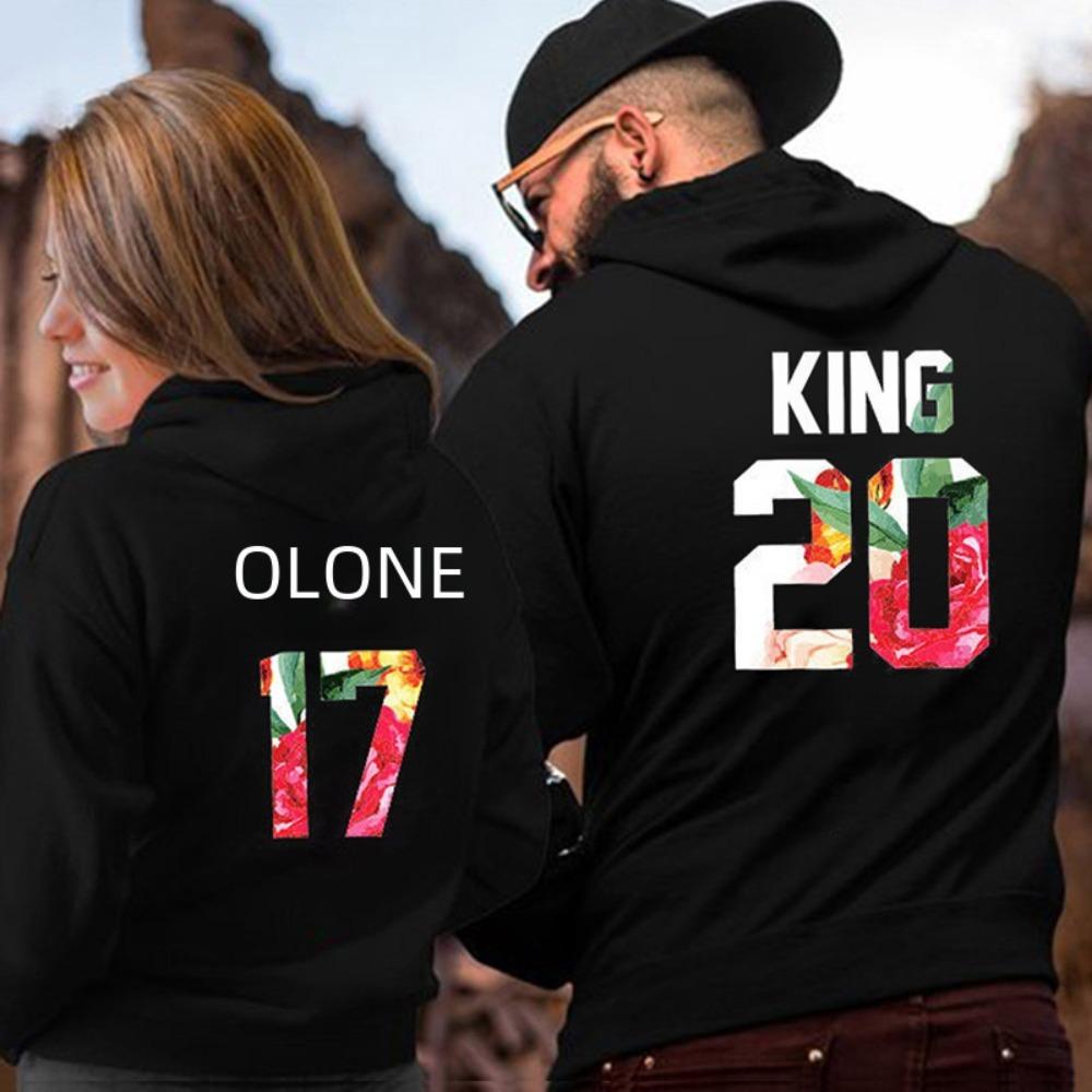 King Queen Couple Sweatshirt Hoodie For Valentine's Day Casu