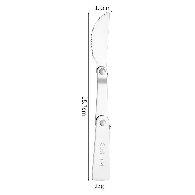 304 Stainless Steel 3-Fold Portable Spoon-Fork for Outdoor Use