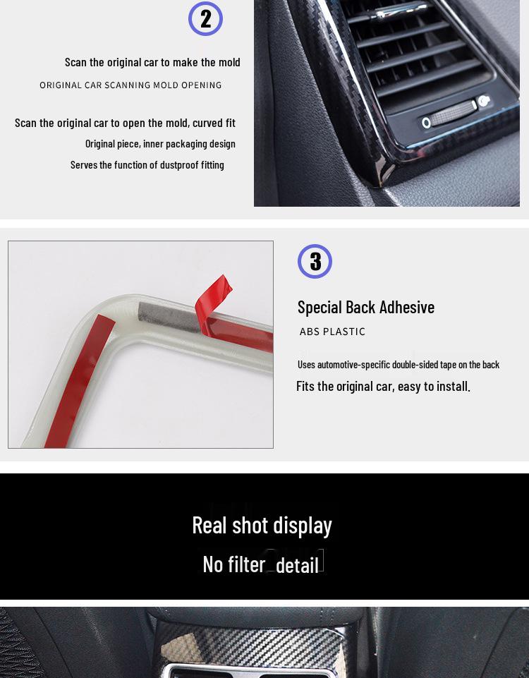 Carbon Fiber Texture Interior Stickers for Hyundai Tucson 16-20: Central Control & Gear Shift Air Outlets