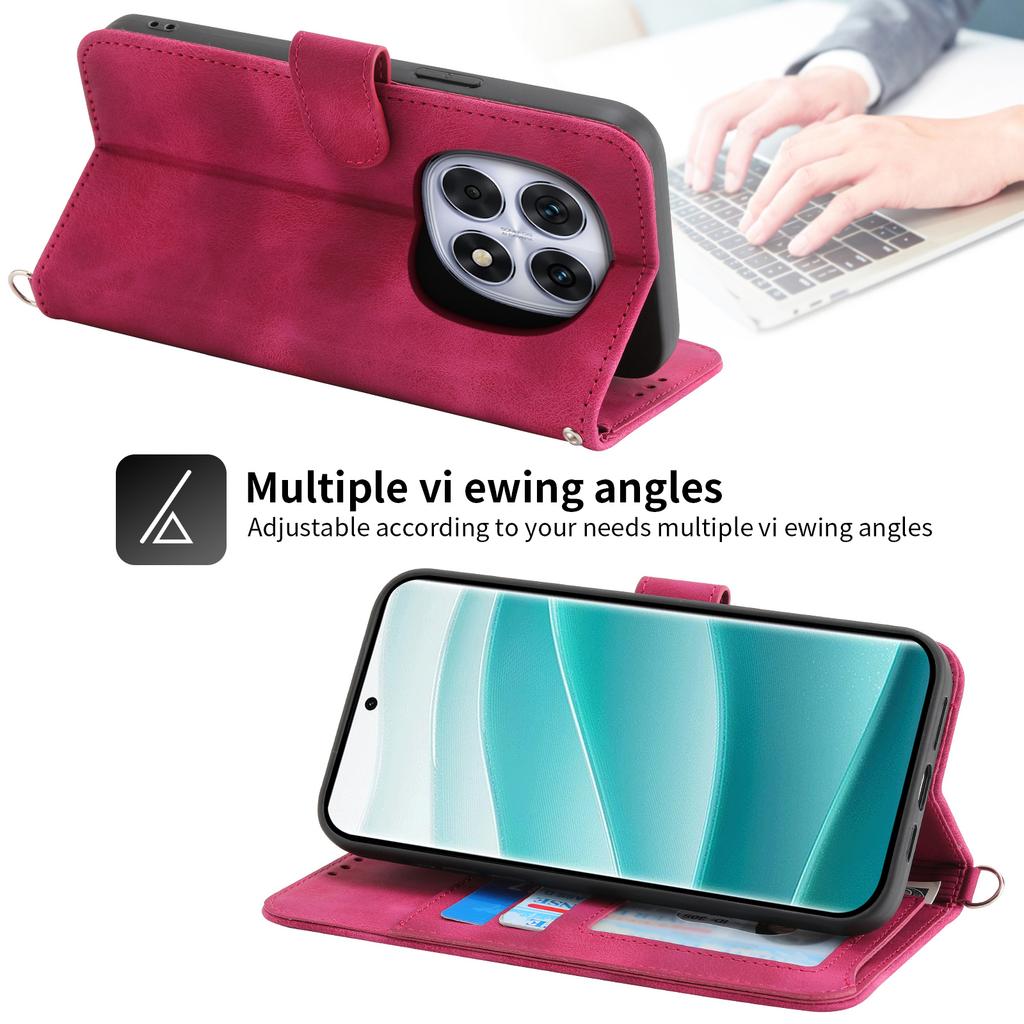 For Xiaomi Poco M8 5G/Redmi Note 15 5G (Global) Case Flower Pattern PU Leather Wallet Phone Cover with Strap