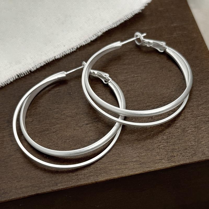 

PONYKISS Sterling Silver Minimalist Exaggerated Round Hoop Earrings for Women Trendy Fine Light Luxury Accessories