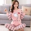 2Pcs/Set Women Long Sleeve Sleepwear Cartoon Anima Pajama Set Long Sleeve Tops Long Pants Casual Sleep Lounge Nightwear