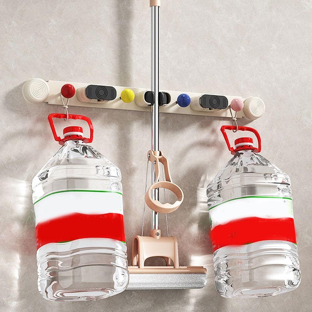 Space-saving Mop Clip Rack Non Punching Mop Holder Multi-functional Mop Broom Hanger  Bathroom
