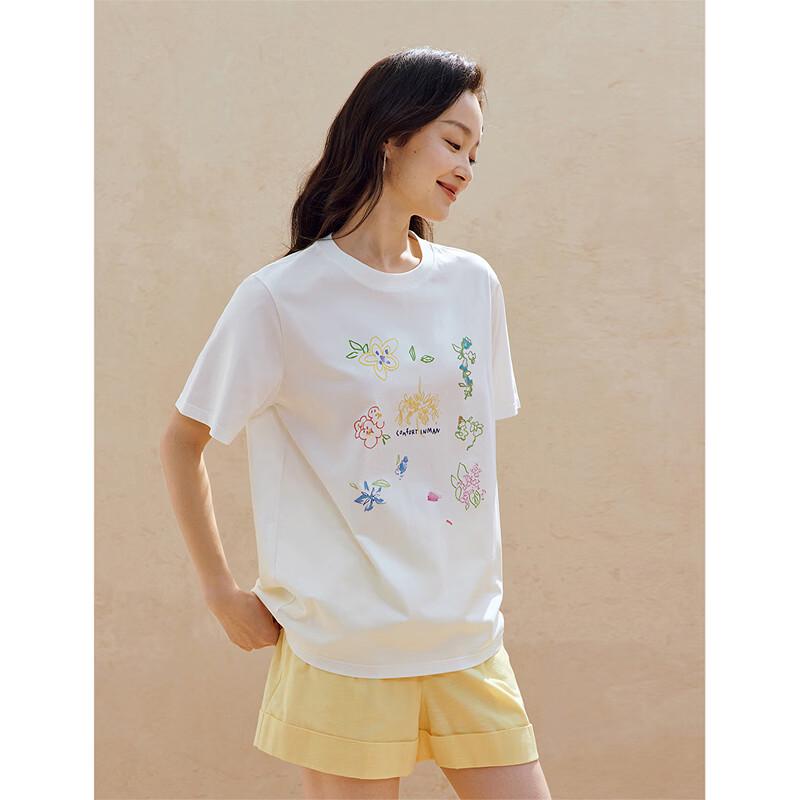 INMAN Women's Casual Floral Print Cooling Short Sleeve T-Shirt
