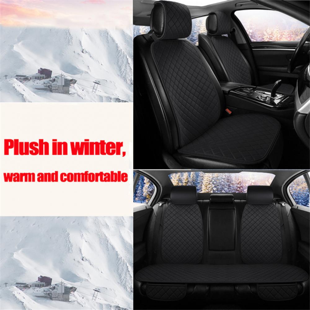 3 Pcs Short Plush Car Warm Seat Cover Protector Cushion Pad W/Backrest Universal