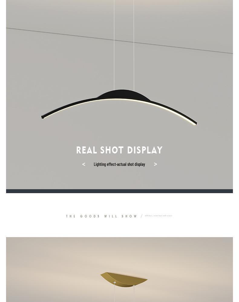 Nordic Minimalist LED Pendant Light - Sleek, Single-Line Design for Dining Room, Study, Bar, or Office.