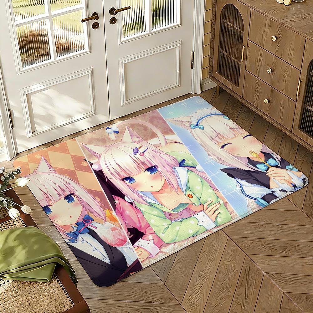 Anime Game N-Nekopara Floor Mat Soft Thickened Absorbent Non-Slip Bedroom Living Room Door Mat Home Decor Flannel Rugs