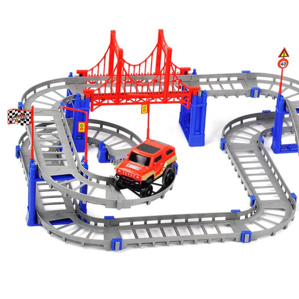 73pcs Car Track Toy Creative Educational DIY Playset Ladder Toy Car Slider Without Battery for Kids