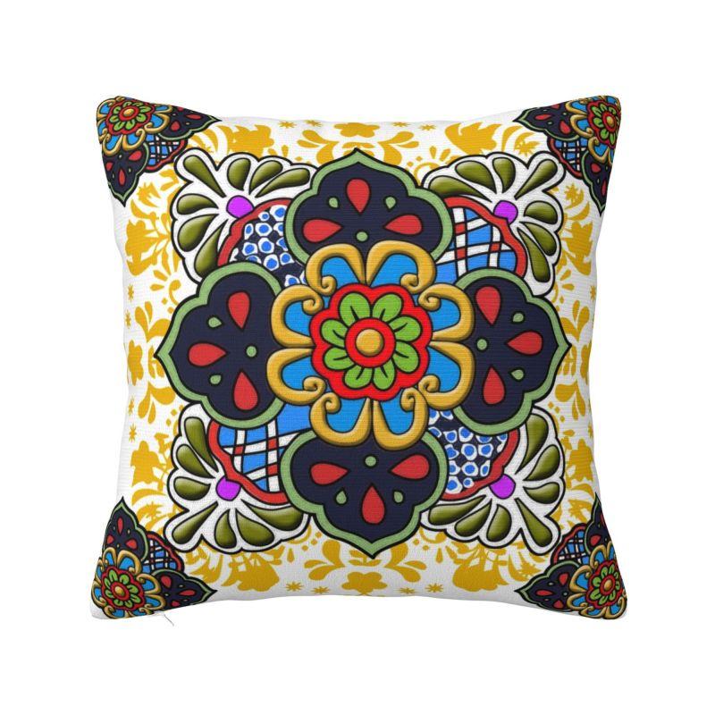 Mexikanische Otomi Blumenzusammensetzung Kunst Moderne Kissenhülle Wohnzimmerdekoration Volksblumenmuster Stuhlkissen