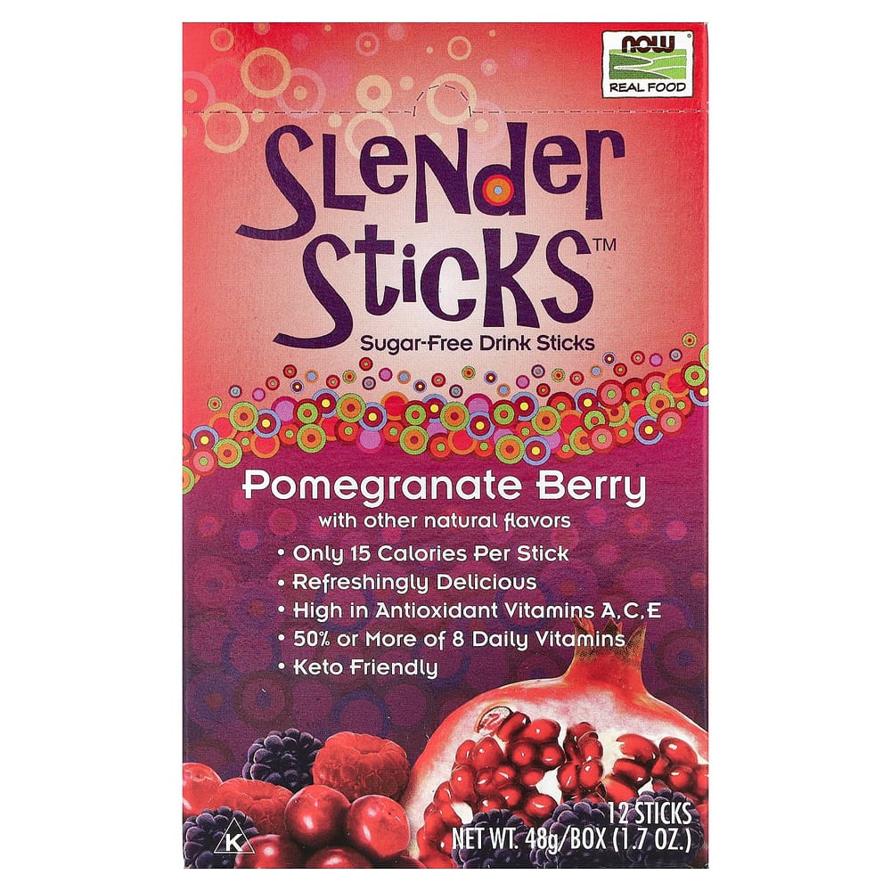 NOW Foods Real Food Slender Sticks Pomegranate Berry, 12 Packets (4g Each)