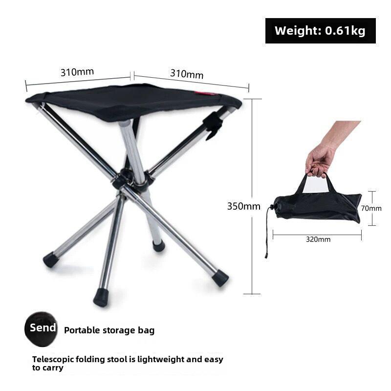 Portable Outdoor Telescopic Folding Camping Chair - Stainless Steel Fishing Stool