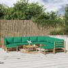 Vidaxl 11-Cz. Garden Furniture Set, Green Cushions, Bamboo