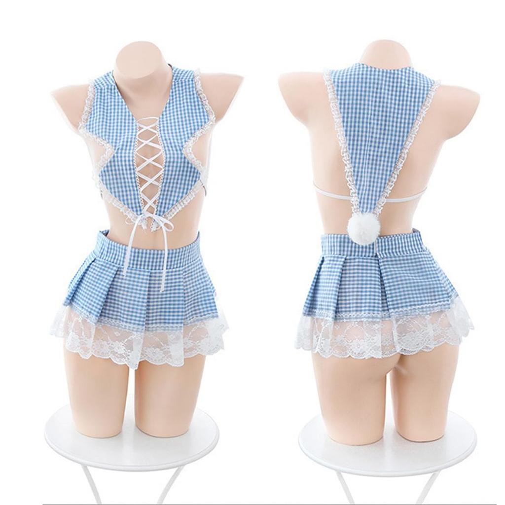 REENEW Sexy Maid Cosplay Bunny Girl Light Tube Lover Costume, Blue, Open-Breasted, Alice, Rabbit, Sweetheart, Top, Backless, Cute, Seductive, Extreme,