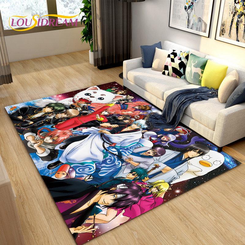 Anime Gintoki Kagura Gintama Area Rug,Carpet Rug for Living Room Bedroom Sofa Doormat Decoration, Kids Play Non-slip Floor Mat
