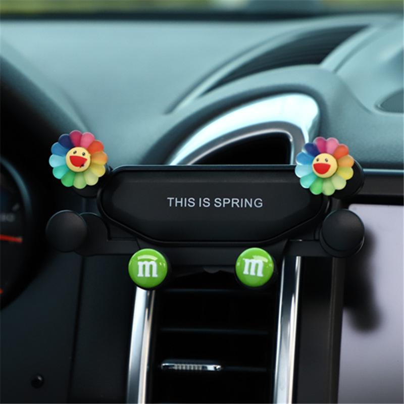 Soporte para teléfono móvil para coche de dibujos animados, soporte para teléfono móvil con gravedad de tendencia para coche lindo, soporte creativo para teléfono móvil telescópico para coche