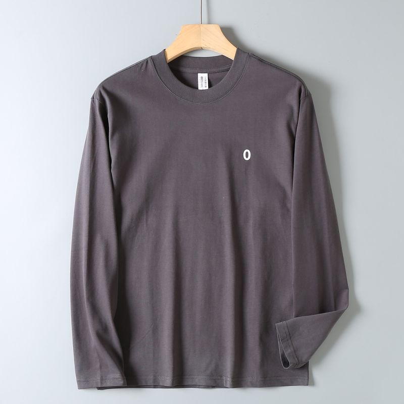 Original Foreign Trade Surplus Japanese-Style All-Cotton Brushed Long-Sleeve T-Shirt, Unisex Couple Style, Soft Casual Loose-Fitting Base Shirt