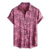 Men's Short Sleeved Shirt, Daily Fashion Printed Button Top, Chest Pocket Cardigan