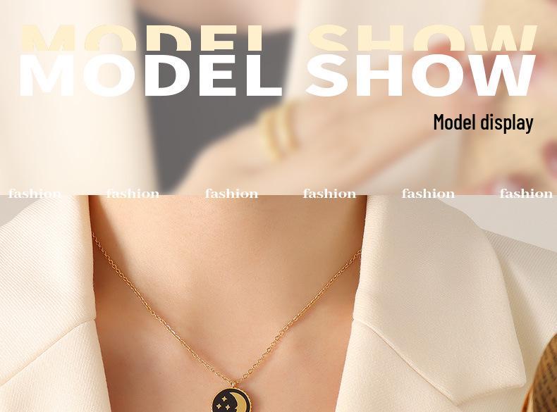 European-American Star Moon Pendant Necklace with Real Gold Electroplating – Simple Style Clavicle Chain Accessory