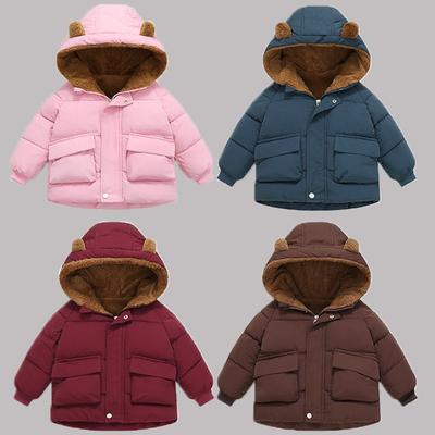 Baumwollmäntel für Jungen und Mädchen, Baby-Baumwollmäntel, Daunenjacken für Kinder, Plüsch und dick, kurz