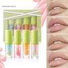 Moisturizing Lip Oil Set 4 Tablets, Large Brush Head Moisturizing Lip Gloss Gloss Transparent Mirror Moisturizing Cantaloupe Lip Oil 4.8ML*4