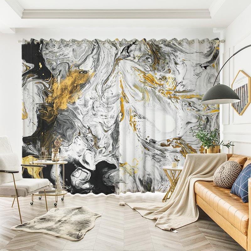 Custom Curtains for the Whole House Nordic Modern American Industrial Curtains Marble Curtains Living Room Bedroom Semi-shading