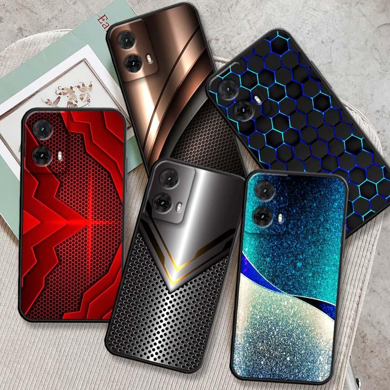 Artistic Metal Style Pattern For Motorola G85 Edge 50 G24 G35 G14 G04 40 G72 G34 G G54 G13 G32 5G Black Phone Case
