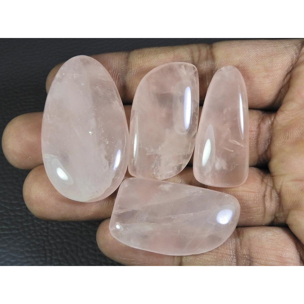 4Pcs Natural Baby Pink Rose Quartz Fancy Cabochon Loose Gemstone Lot 213Cts. A-758