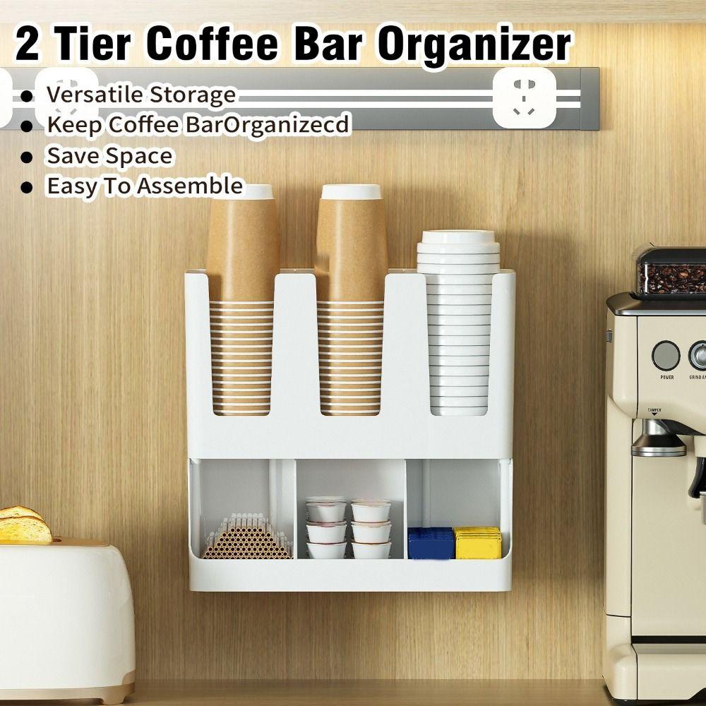 Plastic Disposable Paper Cup Holder Wall Mounted Space Saving Paper Cup Storage Rack Large Capacity Drink Cup Holder Kitchen
