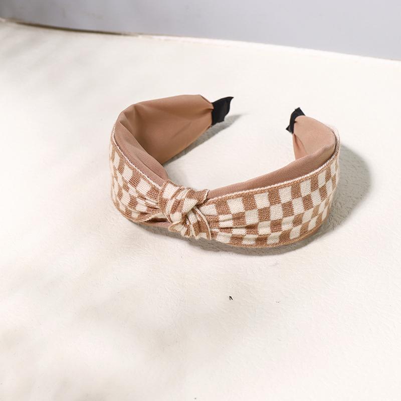 Vintage Print Wool Satin Patchwork Headband for Women Ladies Shopping Party Photograph Hair Hoop Accessories