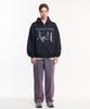 Moo Graphic Balloon Over Zip-Up Hoodie - Black