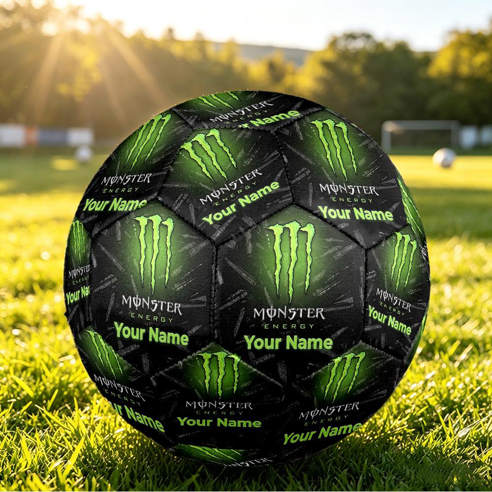 Monster Energy Size 5 Football, Custom Name Text Personalized Soccer Ball Sport Training Gift