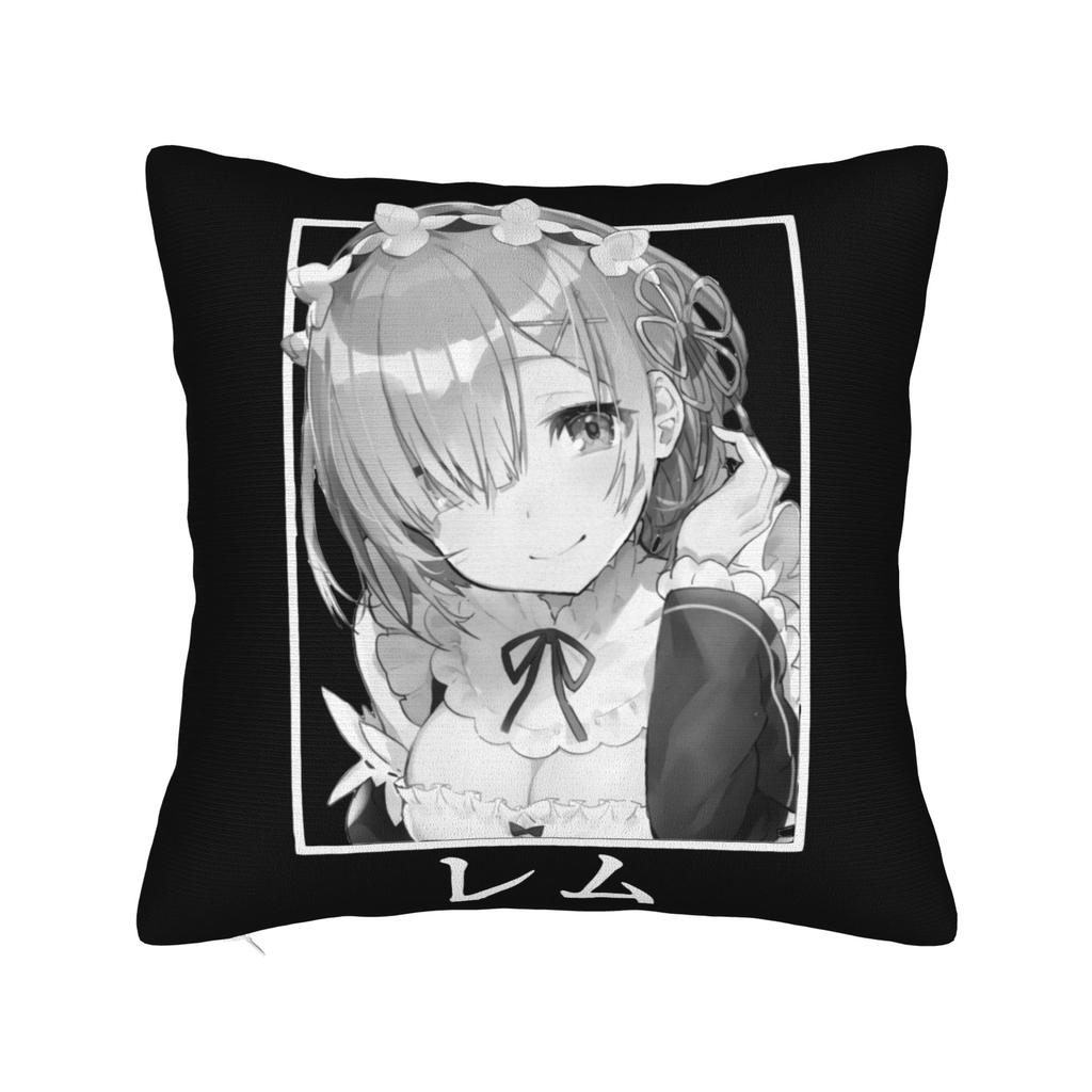 Re Zero Rezero Rem Pillowcase Soft Polyester Cushion Cover Decor Anime Manga Throw Pillow Case Cover Home Square 40*40cm