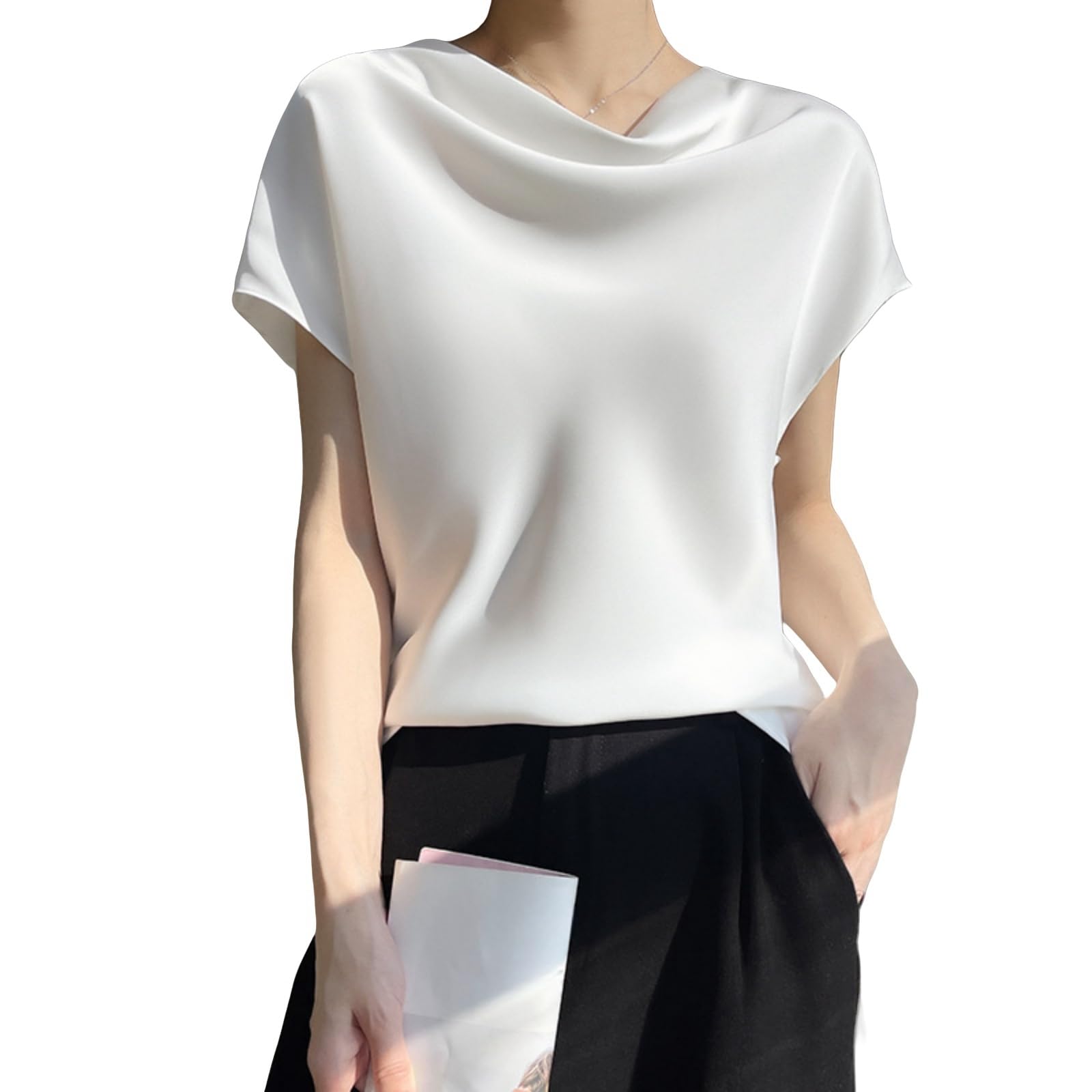 

Блузки и рубашки для короткого кроя и осени [GDenFrog] женские, рукав, шелк, стильные, офисные, повседневные, стройнящие, сшитые, топы, деловые, для поездок, белый