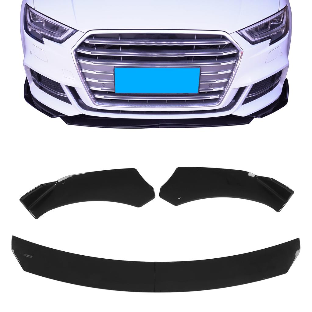 4PCS Front Bumper Lip Kit Spoiler Splitter Fourpart Form for Car Modification Front Bumper  (Glossy Black )