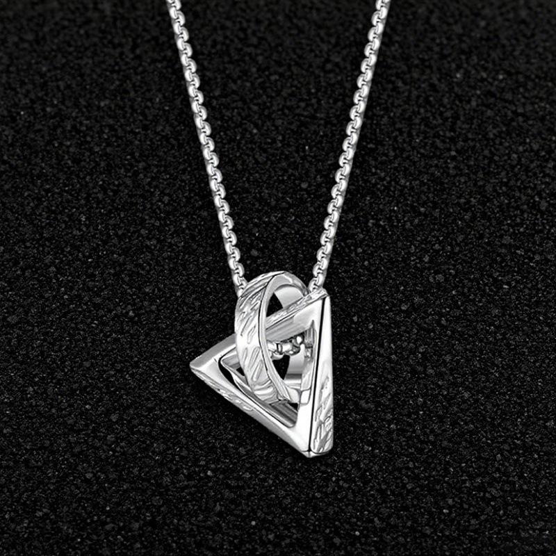Men's Geometric Square & Round Pendant Necklace - Stylish Hip Hop Accessory with Versatile Design.