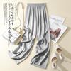 Pantaloni Larghi in Seta di Ghiaccio Donna Estate Vita Elastica Pantaloni Dritti in Raso Monocolore Casual Larghi Pantaloni da Donna in Acetato
