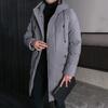 Men Cotton Coat Hooded Drawstring Long Sleeve Full Zipper Closure Cotton Jacket