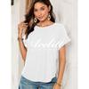American Acelitt Solid Texture Short Sleeve T-shirt Women 2025 Summer New Simple and Versatile Three-Quarter Sleeve Top
