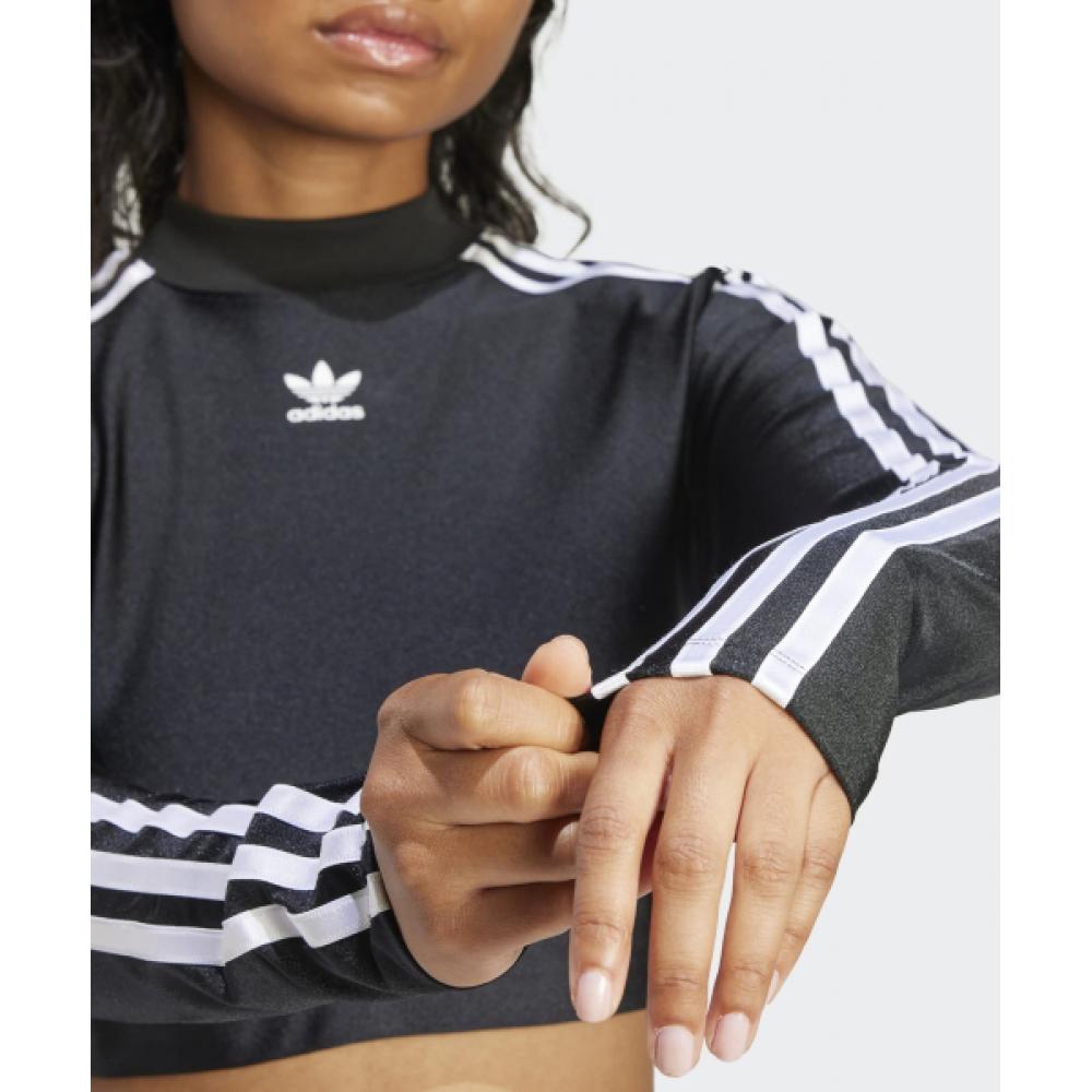 Adidas 3s Cropped Long Sleeve Tee Black Iu2428