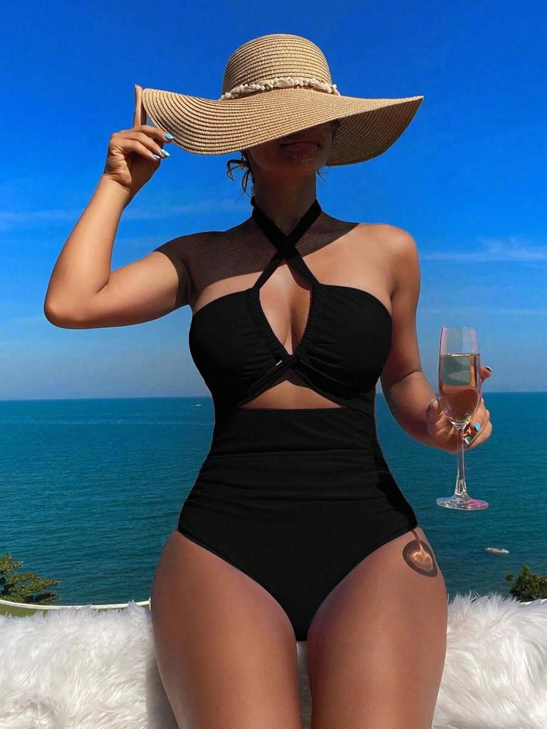 2025 European & American Sexy Tie-up One-piece Swimsuit Bikini